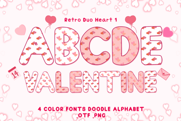 Retro Duo Heart 1: A Playful Color Fonts Asset for Editorial Charm