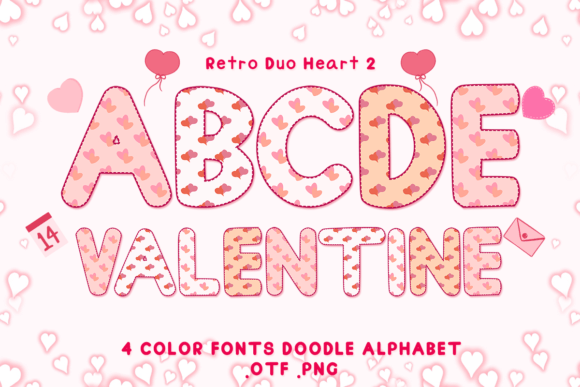 Retro Duo Heart 2: A Playful Color Fonts Asset