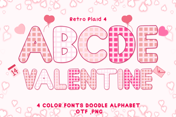 Retro Plaid 4 Color Fonts for Commercial Design