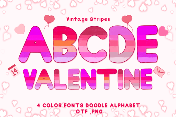Vintage Stripes Color Fonts for Digital Sellers